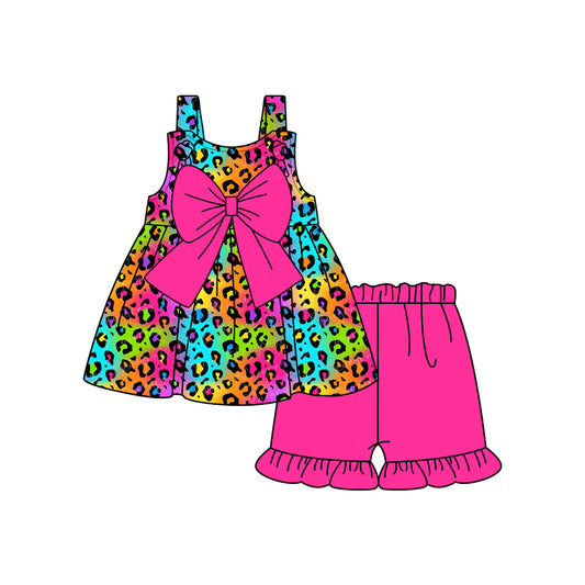 pre -order colorful leopard  print girl sleeveless Set GSSO2192