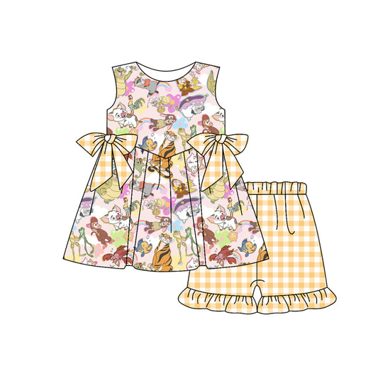pre -order yellow animals bows sleeveless  print girl Set GSSO2197