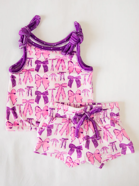 pre -order pink purple bow girl Set GSSO2207