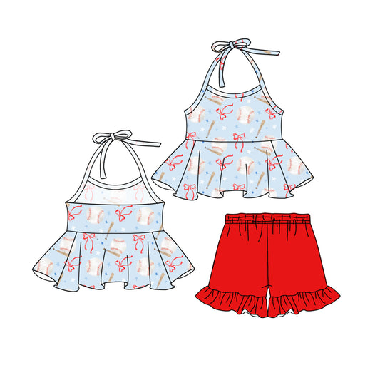 pre -order red bows baseball girl Set GSSO2214