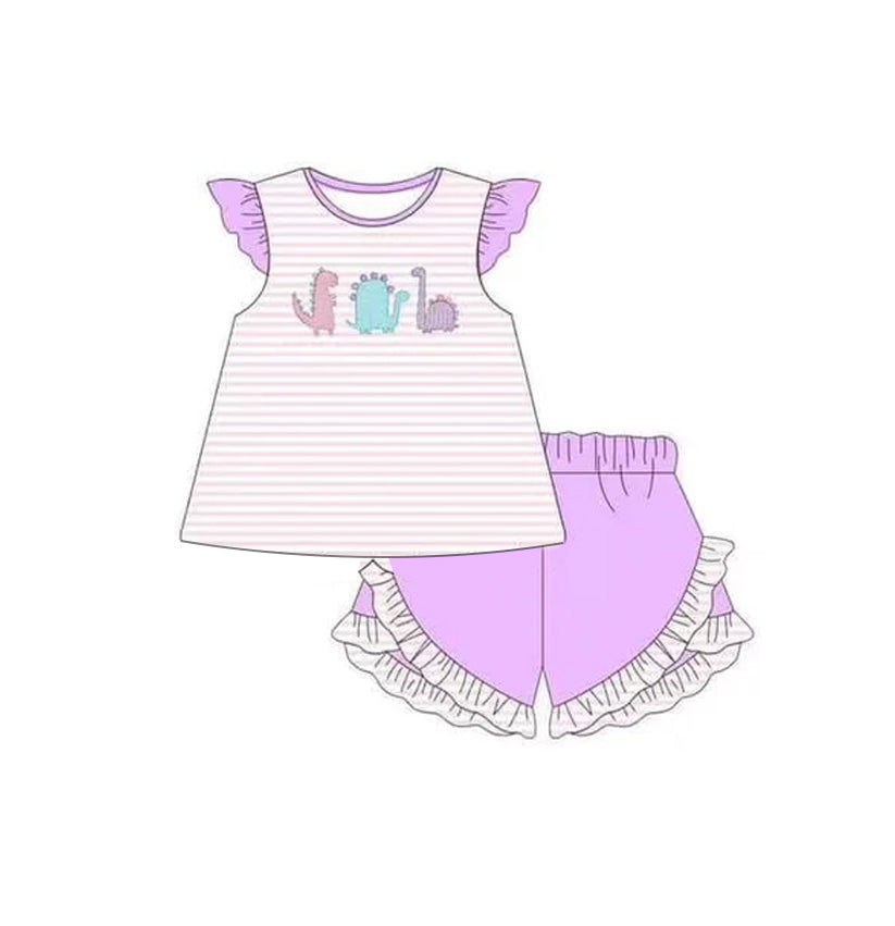 pre -order purple  stripe animals print girl Set GSSO2269
