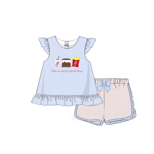 pre -order blue pattern  Short Sleeve girl set GSSO2274