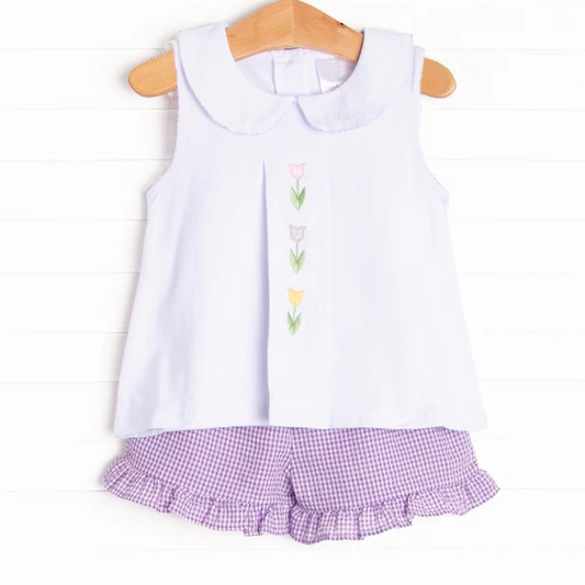 pre -order flowers print Sleeveless girl set GSSO226