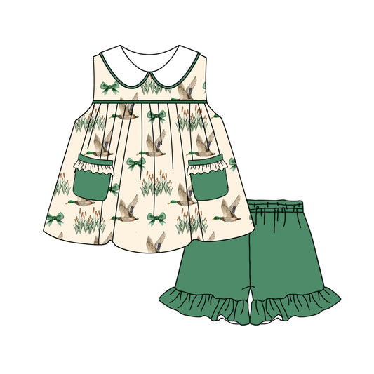 pre -order Green duck print Sleeveless girl set GSSO2281