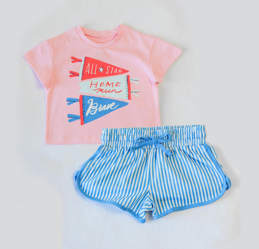 pre -order  4th of July print short Sleeve girl set GSSO2288