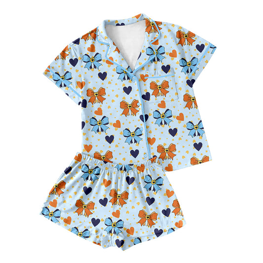 pre -order Adult colorful bows print short Sleeve girl set GSSO2296