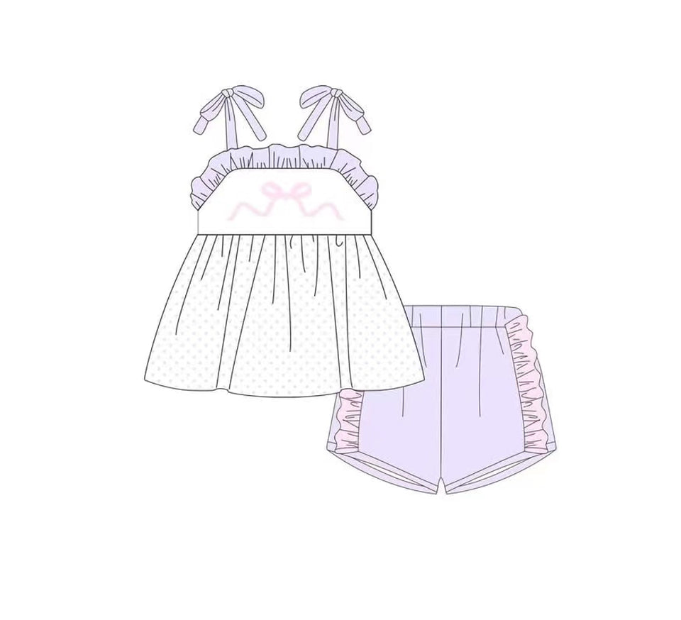 pre -order purple flowers print Sleeveless girl set GSSO2303