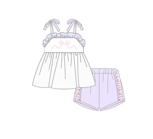 pre -order purple flowers print Sleeveless girl set GSSO2303