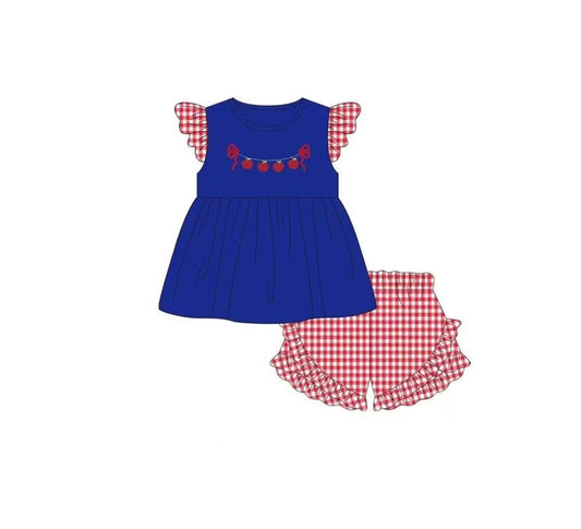 pre -order  navy blue print Sleeveless girl set GSSO2314