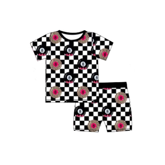 pre -order plaid  print short Sleeve girl set GSSO2319