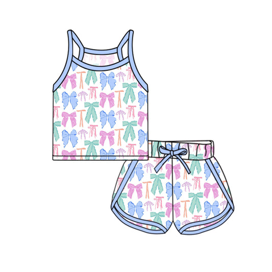 pre -ordercolorful bow print  Sleeveless girl set GSSO2338