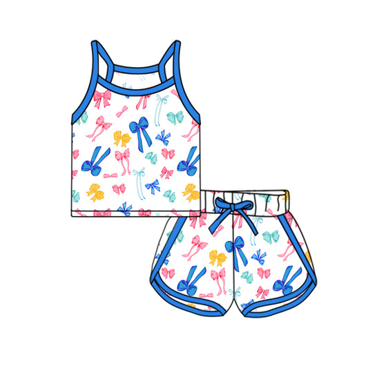 pre -ordercolorful bow print  Sleeveless girl set GSSO2339