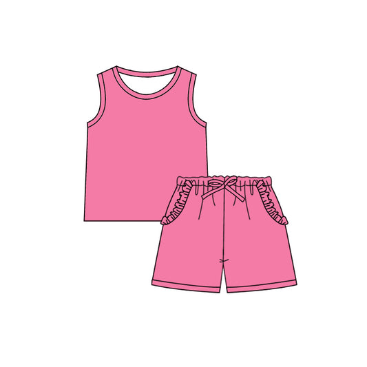 pre -order pink print  Sleeveless girl set GSSO2342