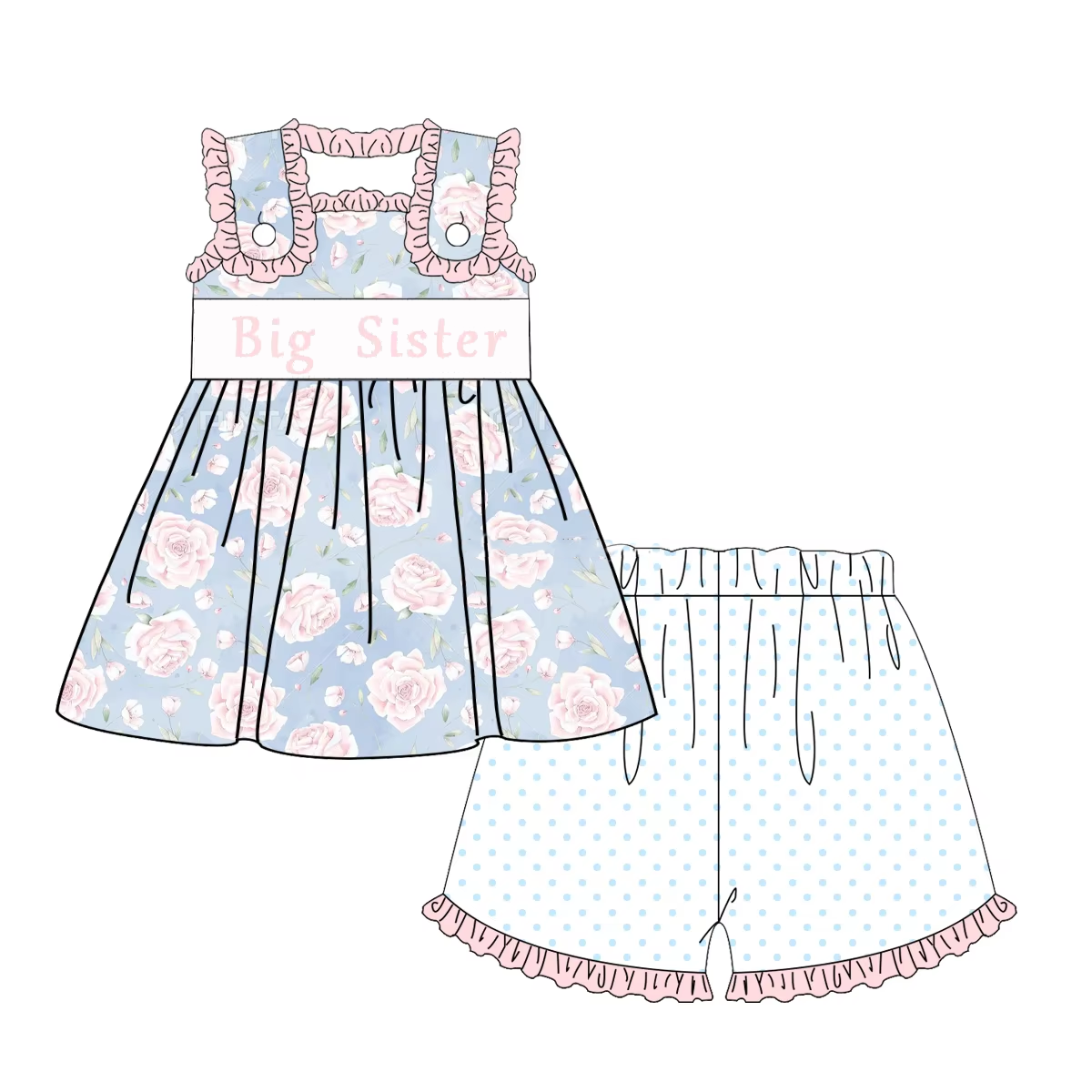 pre -order big sister print  Sleeveless girl set GSSO2350