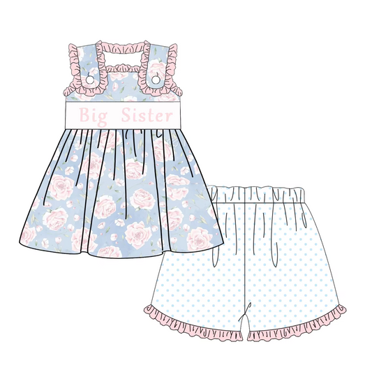 pre -order big sister print  Sleeveless girl set GSSO2350