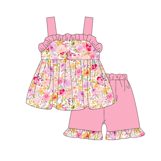 pre -order flower print  Sleeveless girl set GSSO2351