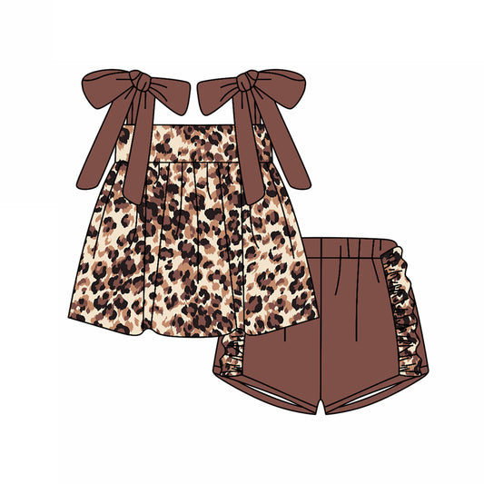 pre -order leopard  print  Sleeveless girl set GSSO2352