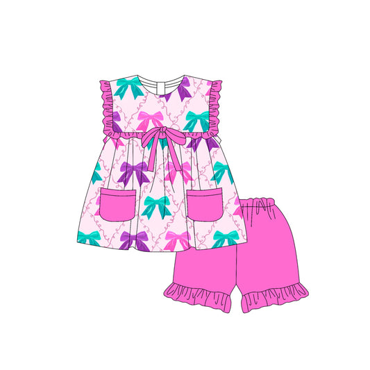 pre -order pink purple bow print girl setGSSO2463