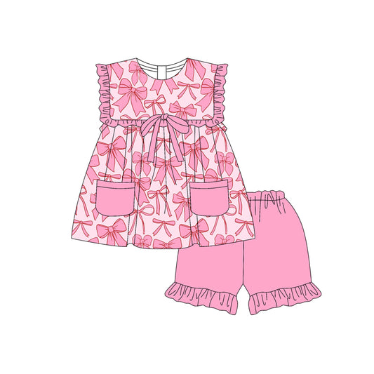 pre -order pink bow pocket print girl setGSSO2464