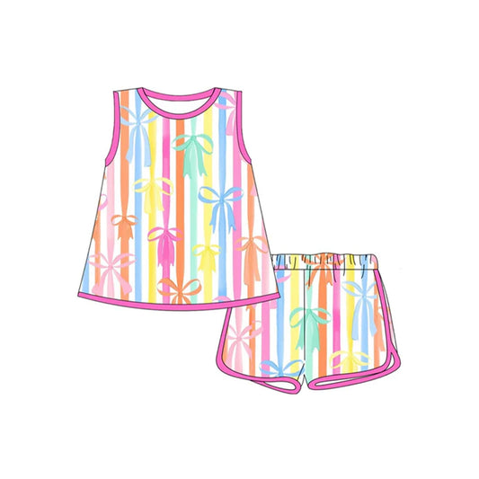 pre -order colorful bows sleeveless print girl setGSSO2465