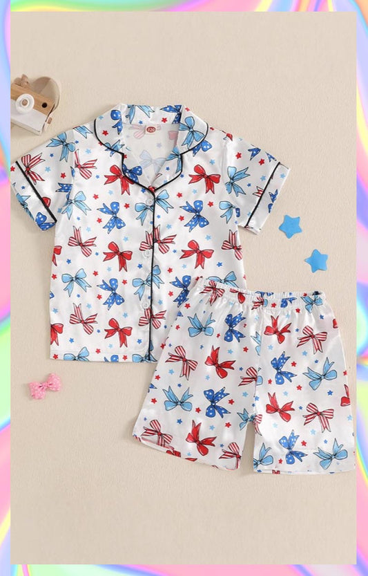 pre -order 4th of july bows print girl dress GSSO2484