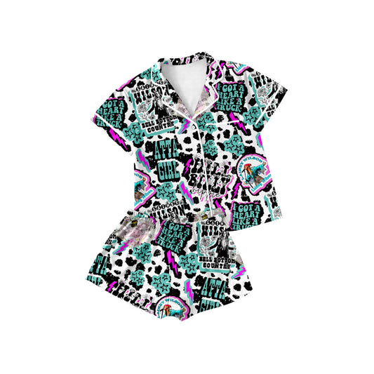 pre -order green pattern  print girl dress GSSO2488