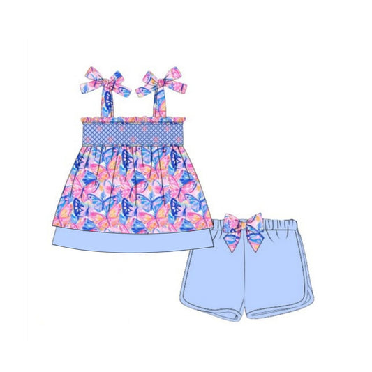 pre -order purple butterfly Pattern print girl set GSSO2491