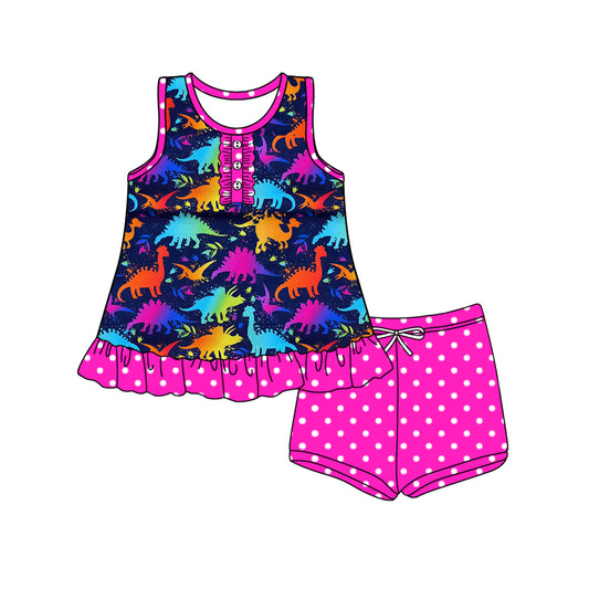 pre -order colorful dinasaur Pattern print girl set GSSO2492