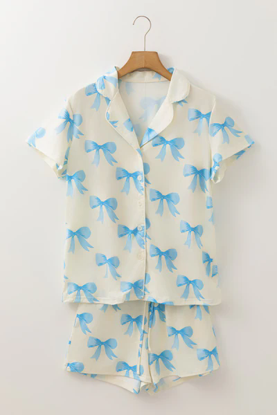 pre -order blue bows print girl dress GSD2498