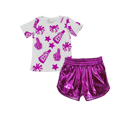 pre -order Purple cheers Pattern print girl set GSSO2515