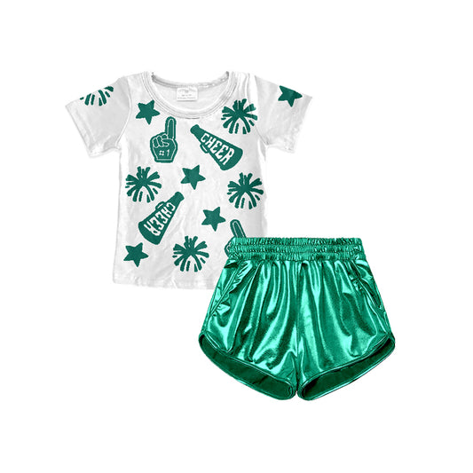 pre -order green cheers Pattern print girl set GSSO2517