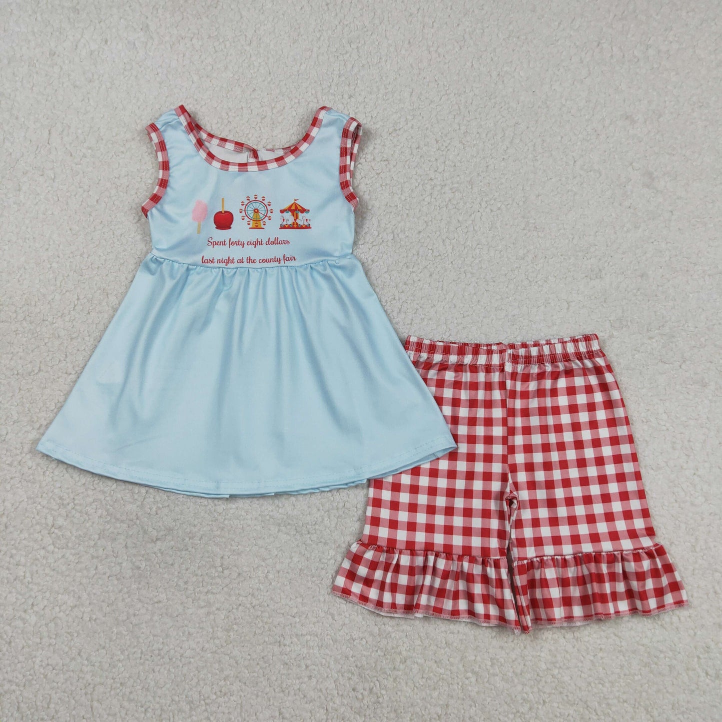 Blue grid Sleeveless Girls Set GSSO2544