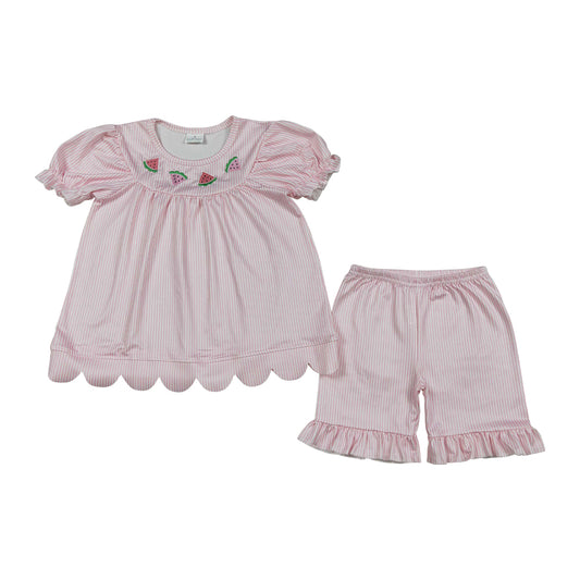 Summer Embroidery watermelon Girls Set GSSO3239