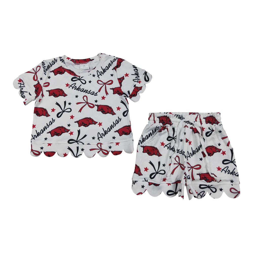 Gameday scalloped edges Short Sleeve Girls Set GSSO3254