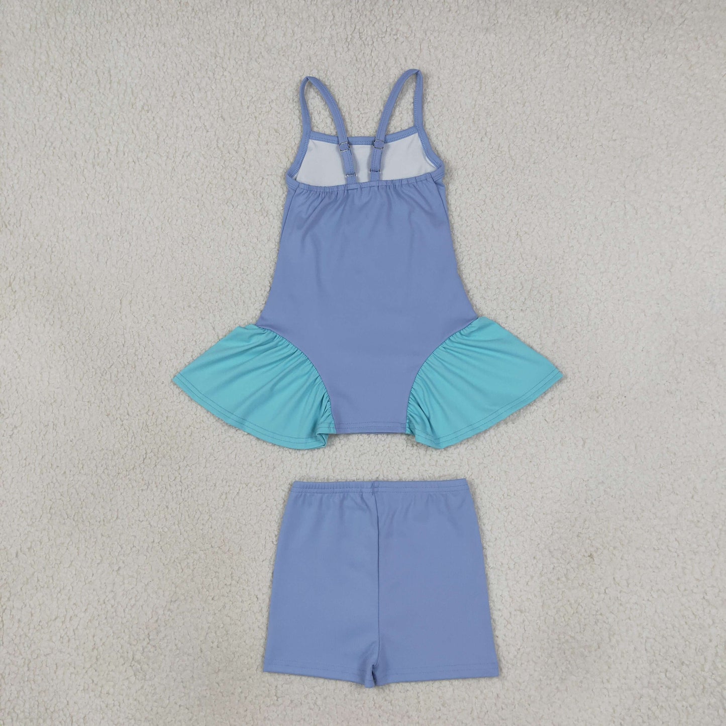 GSSO3264 Solid Color Tulle Yoga Girl's Slip Dress With Short 2 Pcs Set