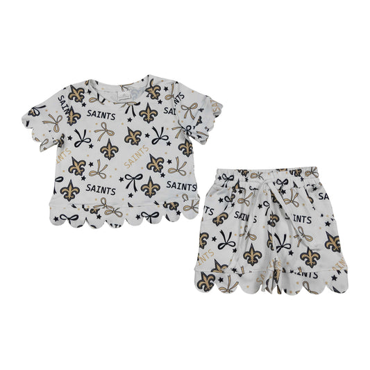 gameday scalloped edges Short sleeve Girls Set GSSO3561