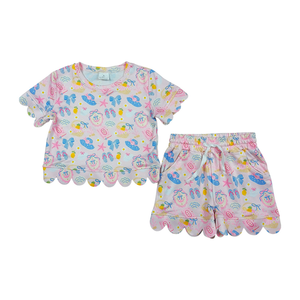 Bow scalloped edges Short Sleeve Boy Set GSSO3657