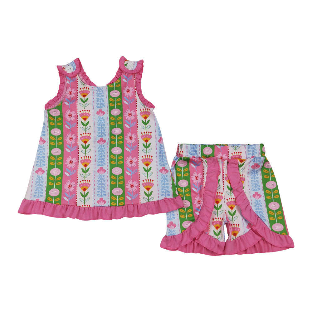 Summer Flower sleeveless Girls Outfit GSSO3676