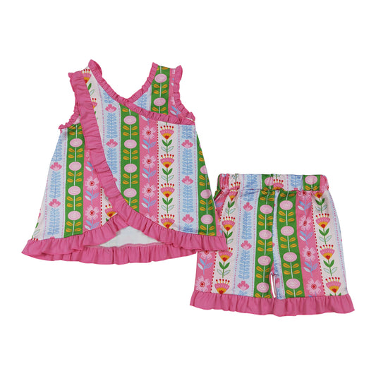 Summer Flower sleeveless Girls Outfit GSSO3676