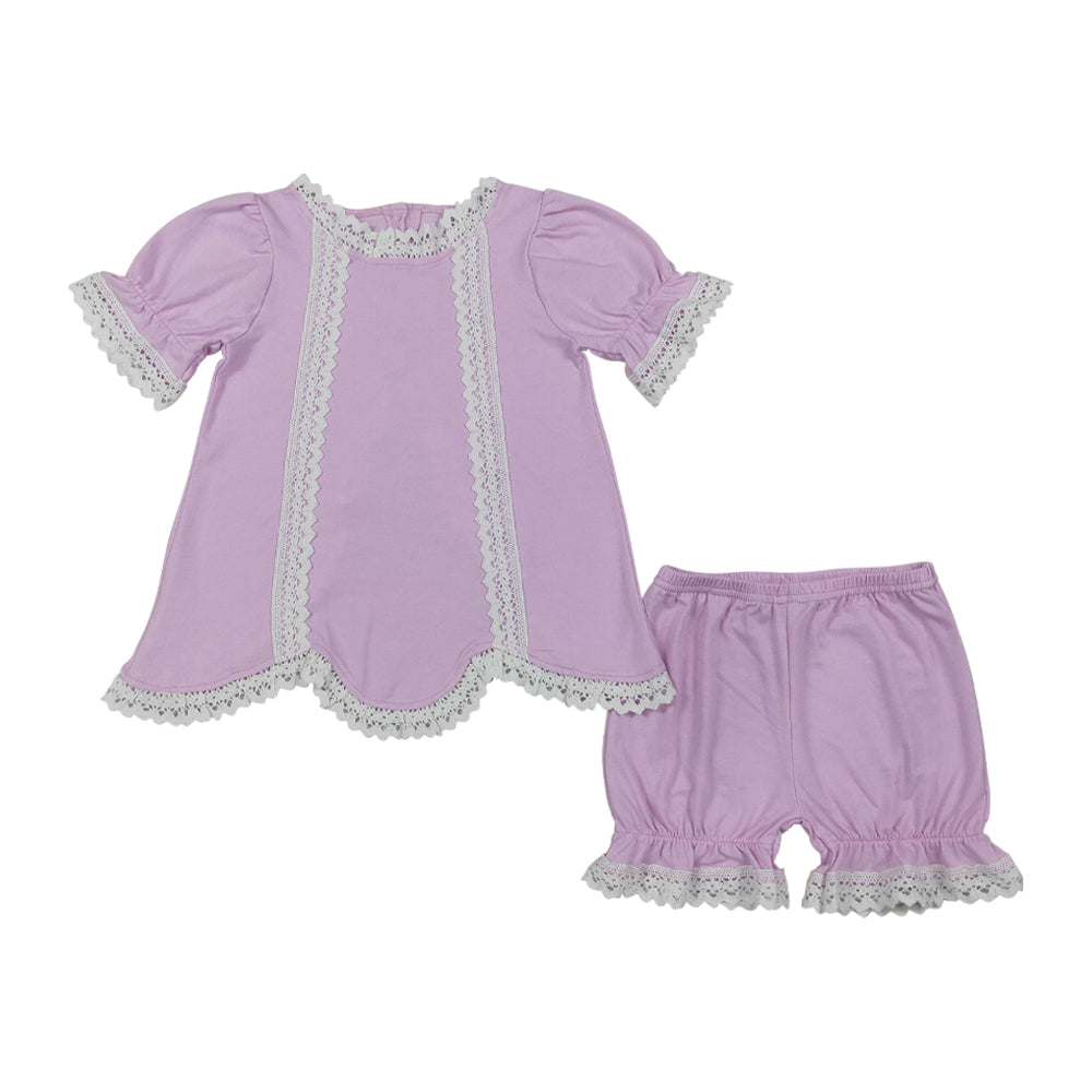 purple Short Sleeve Girls Set GSSO3681
