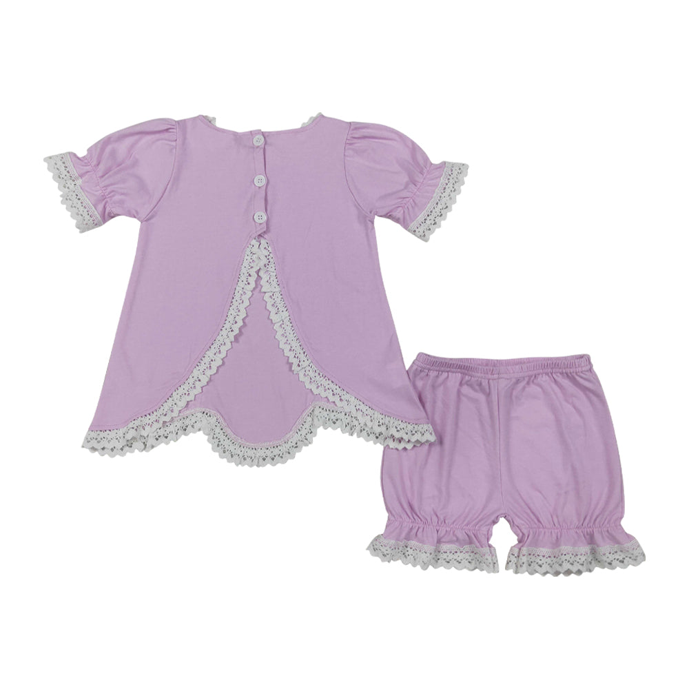 purple Short Sleeve Girls Set GSSO3681