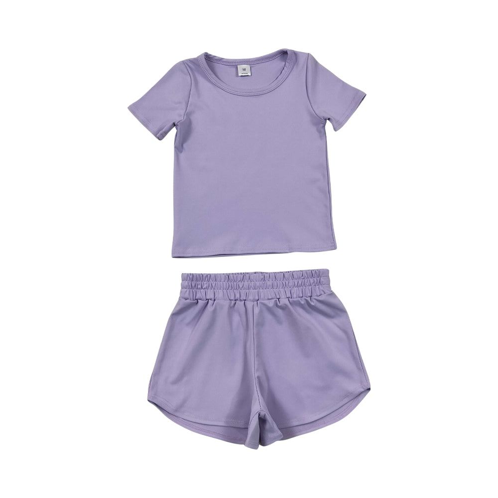 Athletic Purple Short Sleeve Outfits GSSO3759