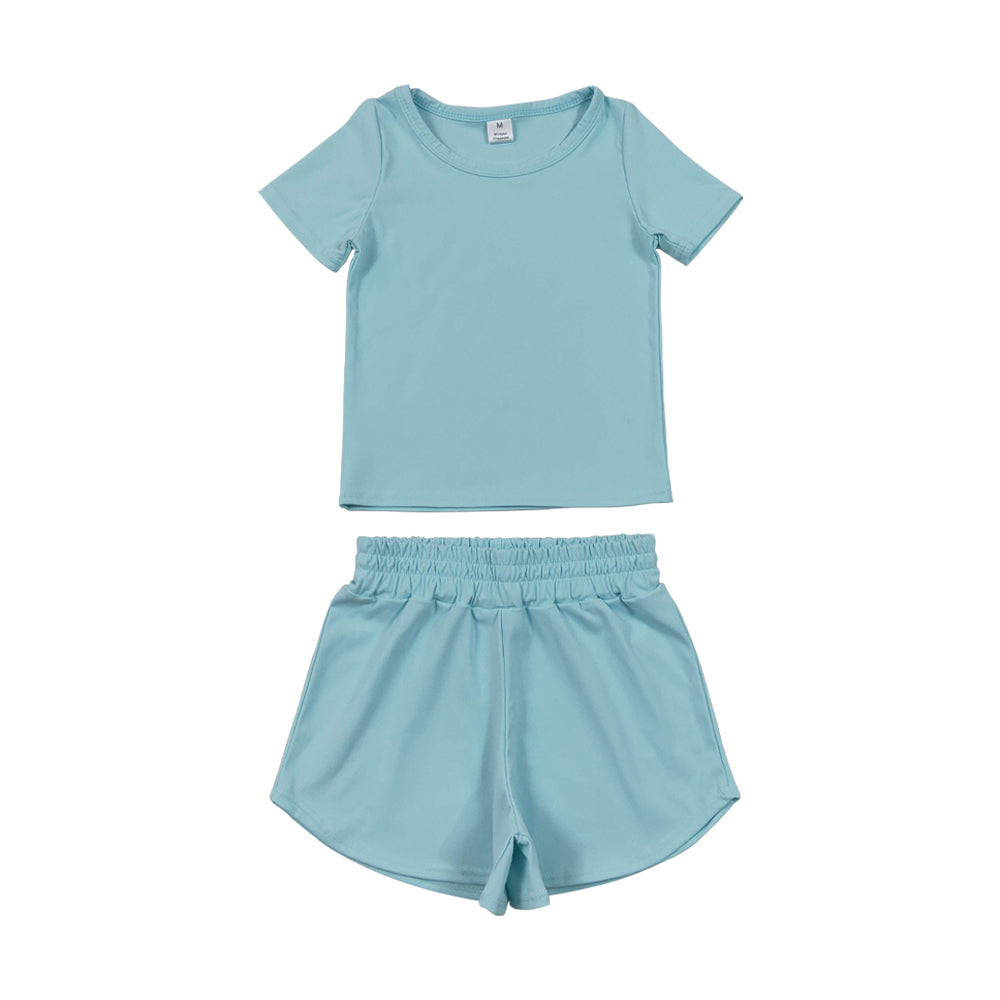 Athletic light Blue Short Sleeve Outfits GSSO3762