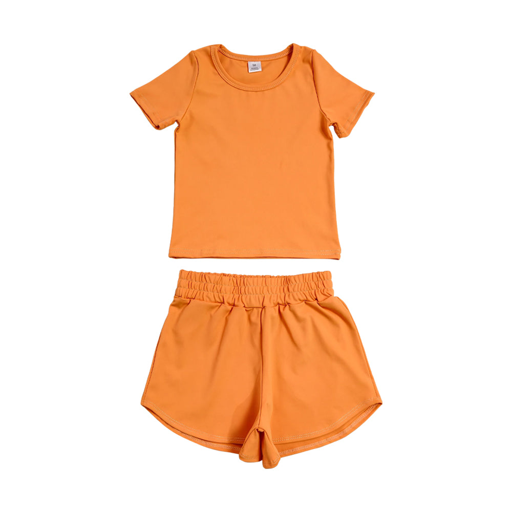 Athletic Orange Short Sleeve Outfits GSSO3766