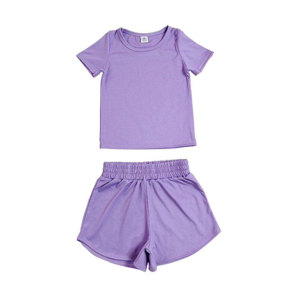Athletic Purple Short Sleeve Outfits GSSO3769