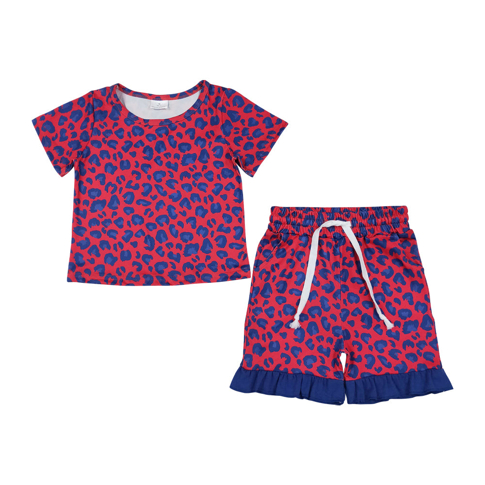 Summer leopard short sleeve Girls Set GSSO3811