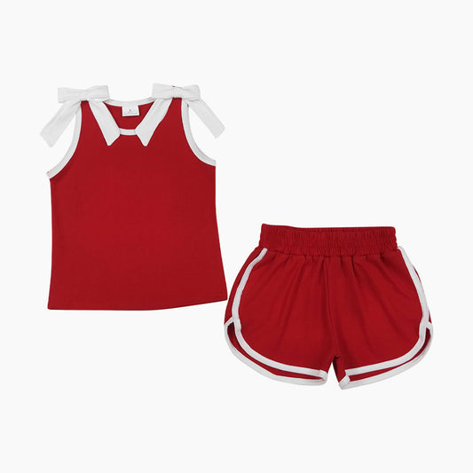 Summer Red sleeveless Girls Set GSSO3821