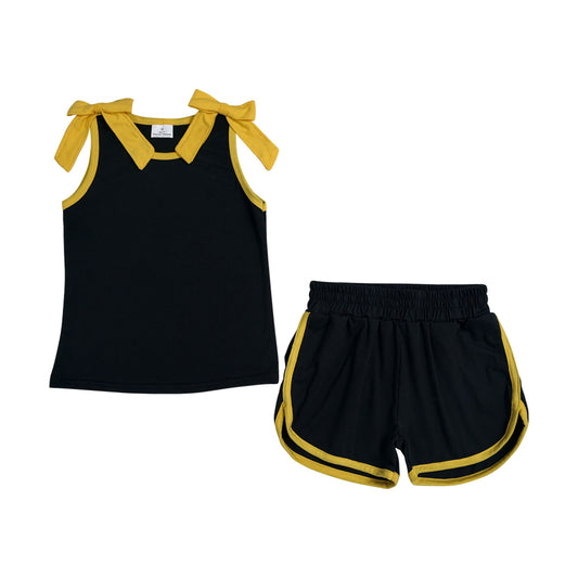 Summer black gold sleeveless Girls Set GSSO3823