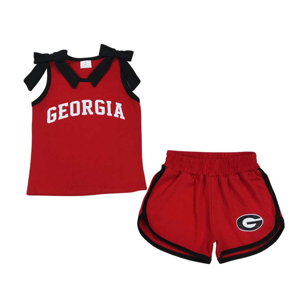 Summer Red sleeveless Girls Set GSSO3834