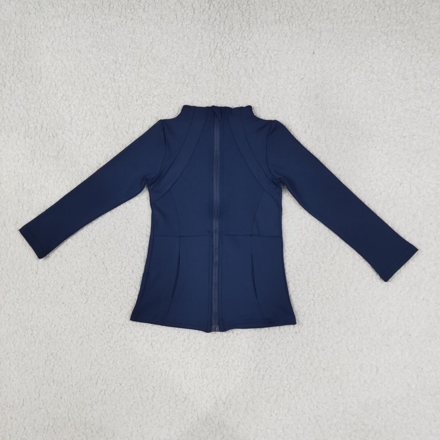 GT0677 Solid Navy Color Sports Yoga Girls Zip Coat